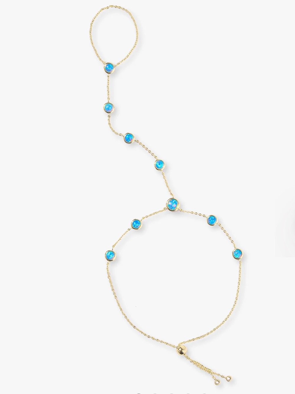 Mojave Hand Chain - Gold with Blue Opal